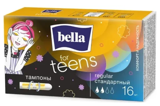 Тампоны женск.гигиен.комфорт и надёжность "bella for teens" Regular 16шт. (BE-032-RE16-E02)